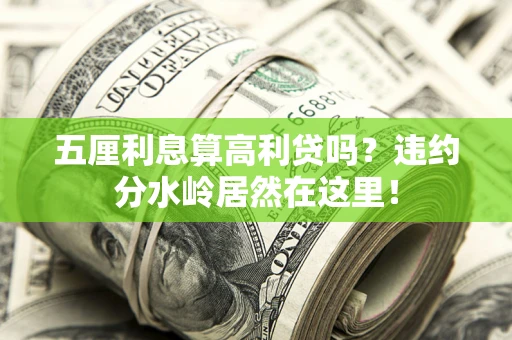 武汉五厘利息算高利贷吗？违约分水岭居然在这里！