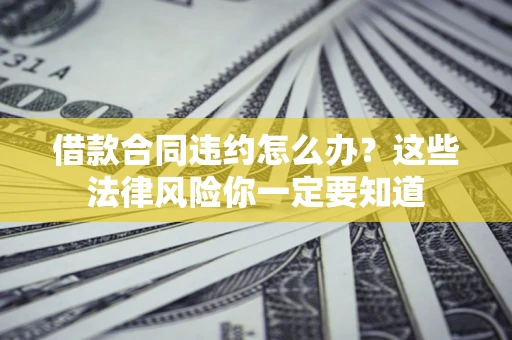 武汉借款合同违约怎么办？这些法律风险你一定要知道